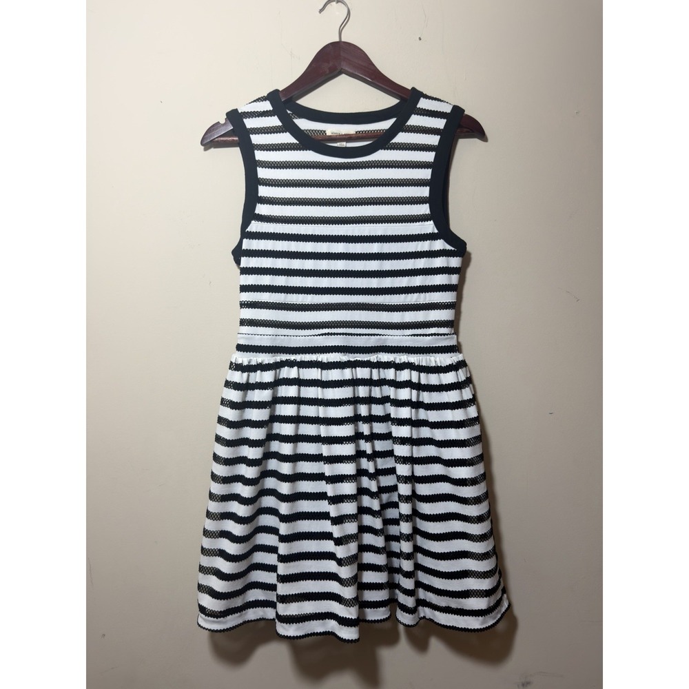 SILENCE + NOISE Urban Outfitters Black‎ White Striped Fit & Flare Dress Medium